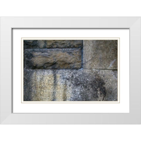 Old Montreal Stone Wall 01 White Modern Wood Framed Art Print with Double Matting by Lavoie, Tina