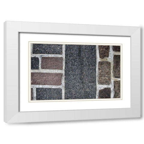 Old Montreal Cobblestone Walk 01 White Modern Wood Framed Art Print with Double Matting by Lavoie, Tina