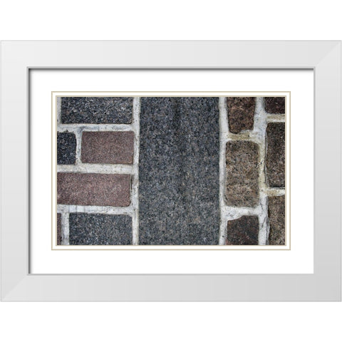 Old Montreal Cobblestone Walk 01 White Modern Wood Framed Art Print with Double Matting by Lavoie, Tina