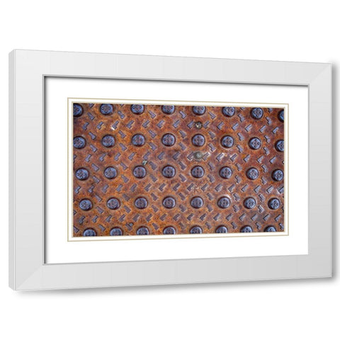 Old Montreal Metal Grate 02 White Modern Wood Framed Art Print with Double Matting by Lavoie, Tina