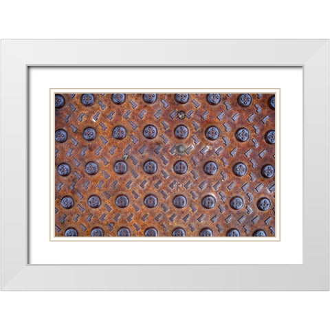 Old Montreal Metal Grate 02 White Modern Wood Framed Art Print with Double Matting by Lavoie, Tina