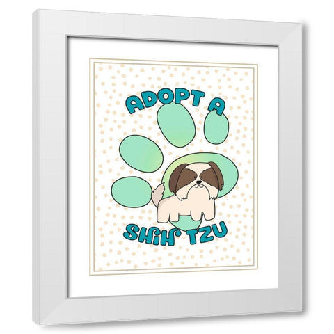 Adopt A Shih Tzu White Modern Wood Framed Art Print with Double Matting by Lavoie, Tina