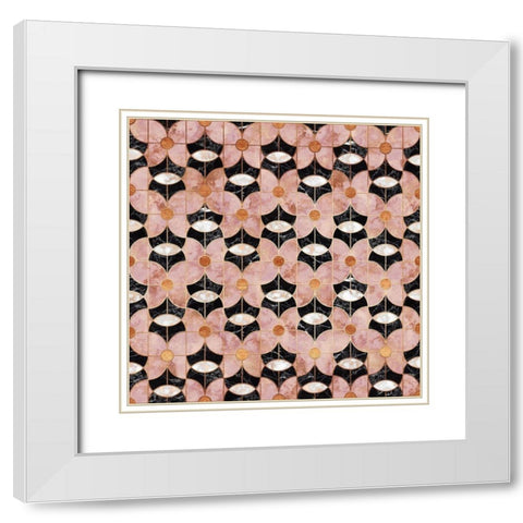 Art Deco Flowers Pattern White Modern Wood Framed Art Print with Double Matting by Lavoie, Tina