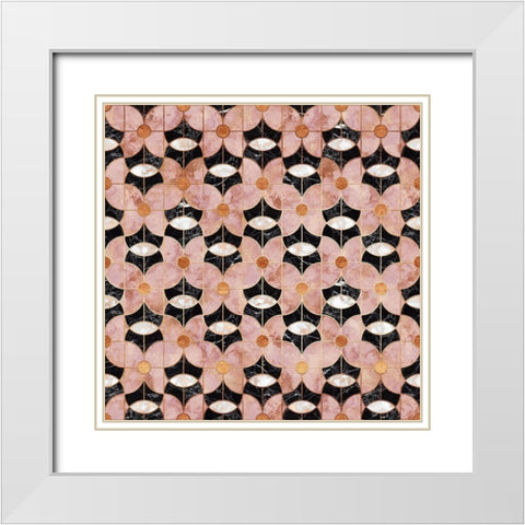Art Deco Flowers Pattern White Modern Wood Framed Art Print with Double Matting by Lavoie, Tina