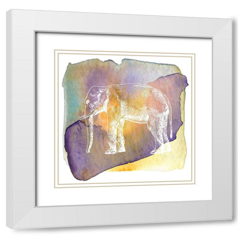 Color Spot Safari Animals elephant White Modern Wood Framed Art Print with Double Matting by Lavoie, Tina