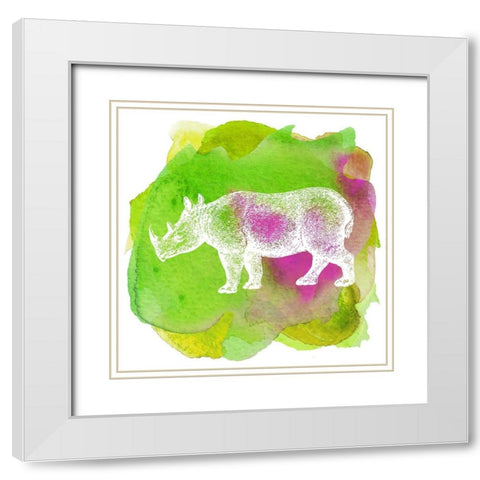 Color Spot Safari Animals Rhino White Modern Wood Framed Art Print with Double Matting by Lavoie, Tina