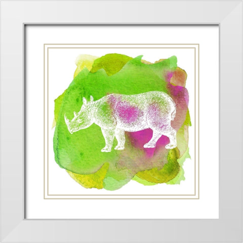 Color Spot Safari Animals Rhino White Modern Wood Framed Art Print with Double Matting by Lavoie, Tina