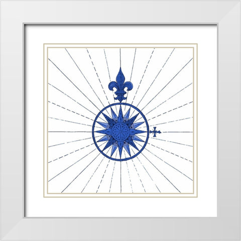 French Blue Compass Rose From 1543 White Modern Wood Framed Art Print with Double Matting by Lavoie, Tina