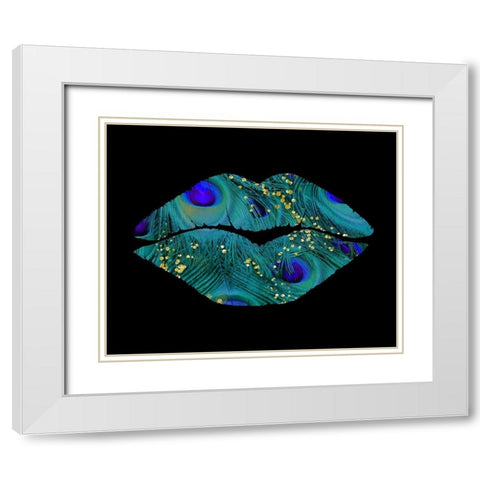 Peacock Kiss White Modern Wood Framed Art Print with Double Matting by Lavoie, Tina