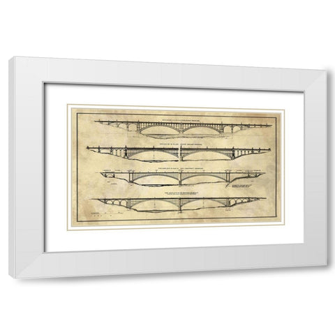 George Washington Bridge Proposal Plans Industrial Farmhouse White Modern Wood Framed Art Print with Double Matting by Lavoie, Tina