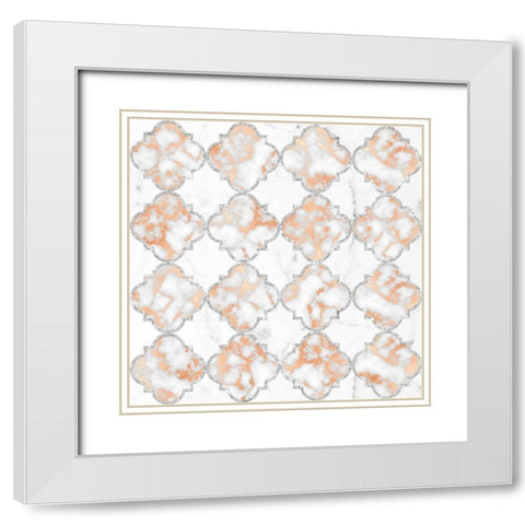 Silver and Marble Arabesque White Modern Wood Framed Art Print with Double Matting by Lavoie, Tina