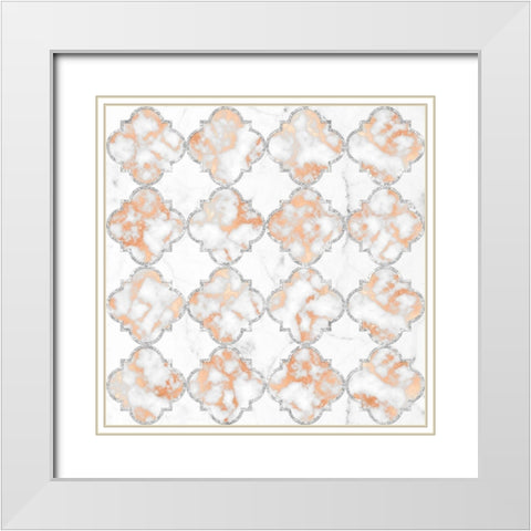 Silver and Marble Arabesque White Modern Wood Framed Art Print with Double Matting by Lavoie, Tina