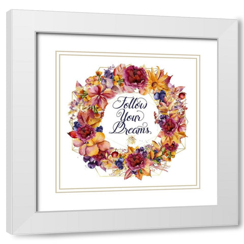 Follow Your Dreams White Modern Wood Framed Art Print with Double Matting by Lavoie, Tina