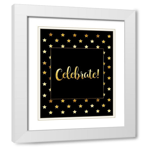 Celebrate Gold White Modern Wood Framed Art Print with Double Matting by Lavoie, Tina