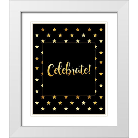Celebrate Gold White Modern Wood Framed Art Print with Double Matting by Lavoie, Tina