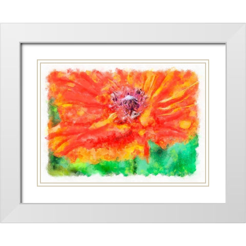 Ms Poppy White Modern Wood Framed Art Print with Double Matting by Lavoie, Tina
