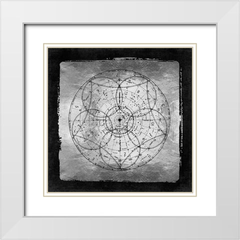 Silver Vintage Star Chart Sky Map 1880 White Modern Wood Framed Art Print with Double Matting by Lavoie, Tina