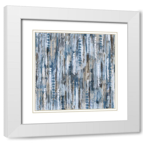 Boho Tie Dye Cool Water pattern White Modern Wood Framed Art Print with Double Matting by Lavoie, Tina