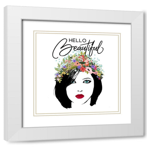 Hello Beautiful White Modern Wood Framed Art Print with Double Matting by Lavoie, Tina