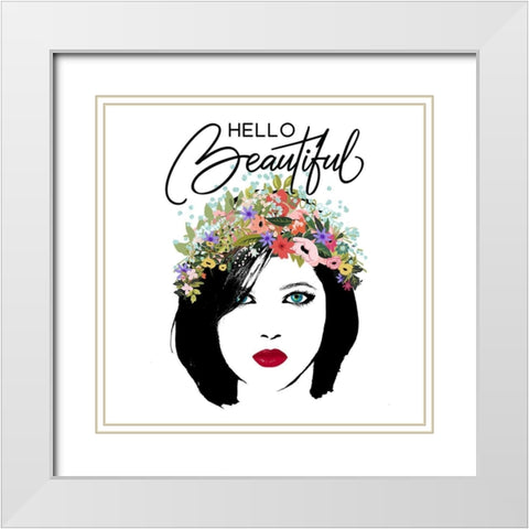 Hello Beautiful White Modern Wood Framed Art Print with Double Matting by Lavoie, Tina