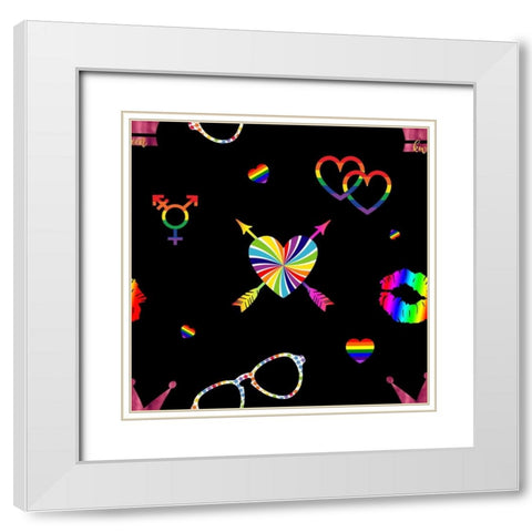 LGBTQ Icon Pattern White Modern Wood Framed Art Print with Double Matting by Lavoie, Tina