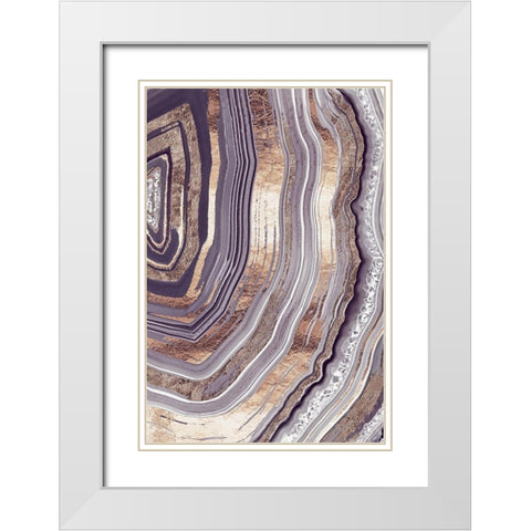 Tribeca Rose Gold Geode White Modern Wood Framed Art Print with Double Matting by Lavoie, Tina