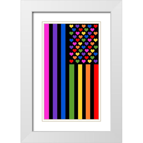 Pride Flag White Modern Wood Framed Art Print with Double Matting by Lavoie, Tina