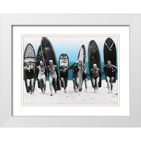 Surfs Up-Boys 1922 White Modern Wood Framed Art Print with Double Matting by Lavoie, Tina