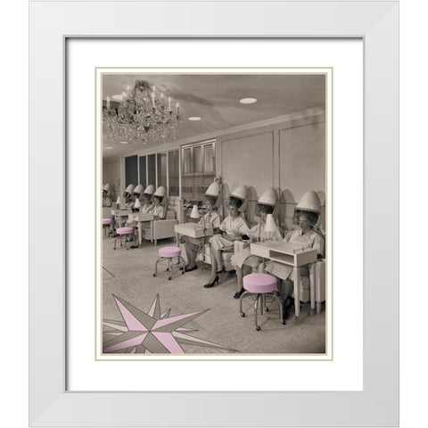 Beauty Day-Vintage Hair Salon White Modern Wood Framed Art Print with Double Matting by Lavoie, Tina