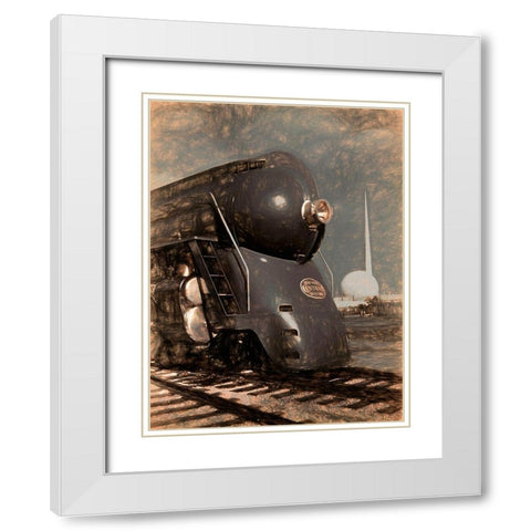1939 Streamliner NYC Hudson Machine Age White Modern Wood Framed Art Print with Double Matting by Lavoie, Tina