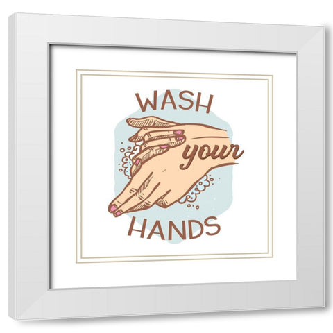 Wash Your Hands White Modern Wood Framed Art Print with Double Matting by Lavoie, Tina