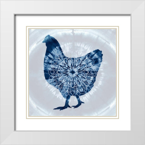 Chicken Mandala White Modern Wood Framed Art Print with Double Matting by Lavoie, Tina