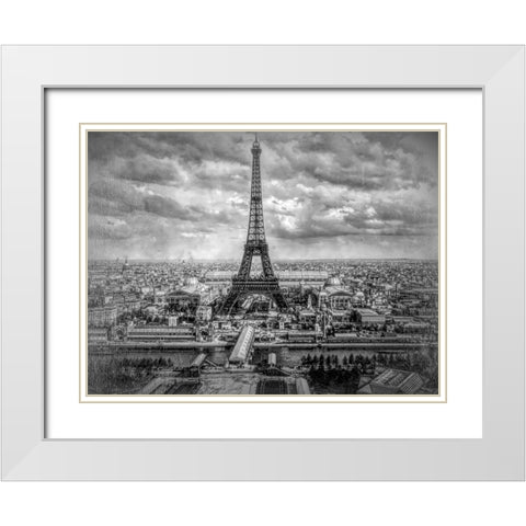 exposition Universelle and eiffel tower Paris White Modern Wood Framed Art Print with Double Matting by Lavoie, Tina