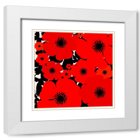 Poppies In Flight White Modern Wood Framed Art Print with Double Matting by Lavoie, Tina