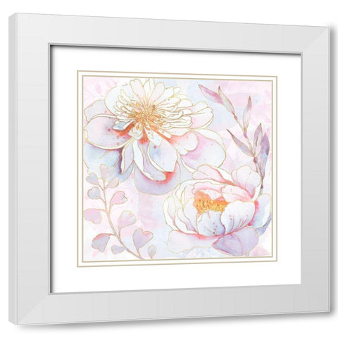 Maisies Peonies White Modern Wood Framed Art Print with Double Matting by Lavoie, Tina