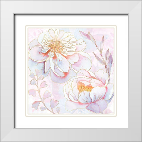 Maisies Peonies White Modern Wood Framed Art Print with Double Matting by Lavoie, Tina