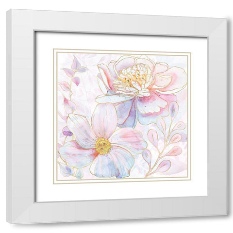 Maisies Peonies II White Modern Wood Framed Art Print with Double Matting by Lavoie, Tina