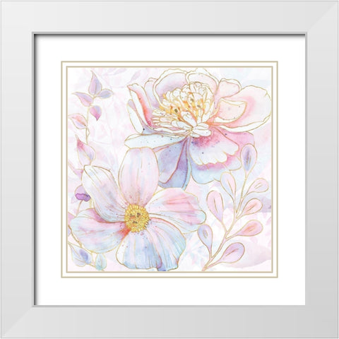 Maisies Peonies II White Modern Wood Framed Art Print with Double Matting by Lavoie, Tina