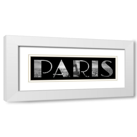 Paris Typography White Modern Wood Framed Art Print with Double Matting by Lavoie, Tina