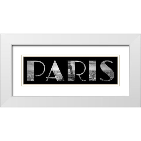 Paris Typography White Modern Wood Framed Art Print with Double Matting by Lavoie, Tina