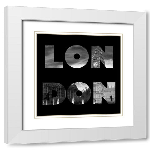London Typography White Modern Wood Framed Art Print with Double Matting by Lavoie, Tina