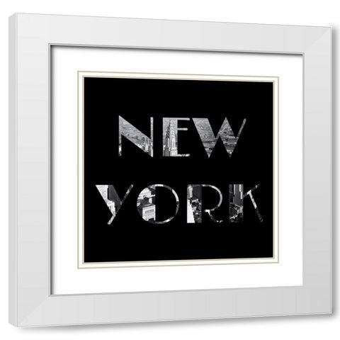 New York Typography White Modern Wood Framed Art Print with Double Matting by Lavoie, Tina