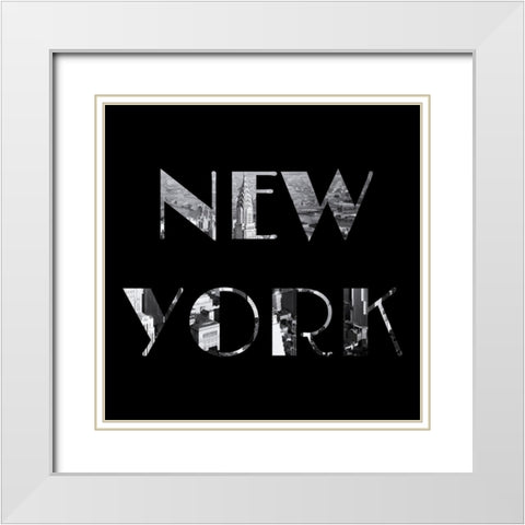 New York Typography White Modern Wood Framed Art Print with Double Matting by Lavoie, Tina