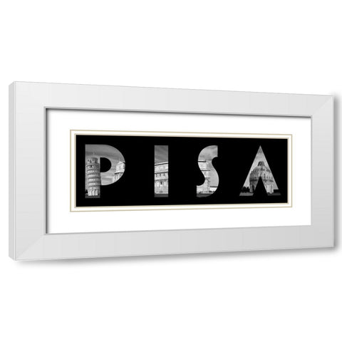 Pisa Typography White Modern Wood Framed Art Print with Double Matting by Lavoie, Tina