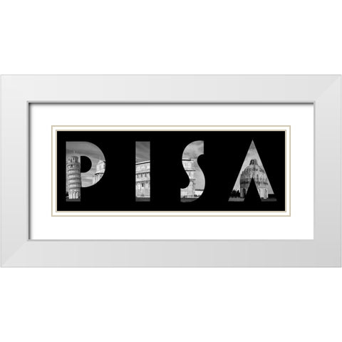Pisa Typography White Modern Wood Framed Art Print with Double Matting by Lavoie, Tina