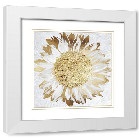 Golden Sunflowers I White Modern Wood Framed Art Print with Double Matting by Lavoie, Tina