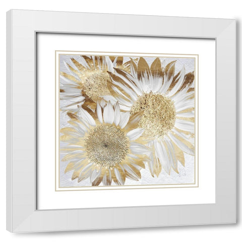 Golden Sunflowers II White Modern Wood Framed Art Print with Double Matting by Lavoie, Tina