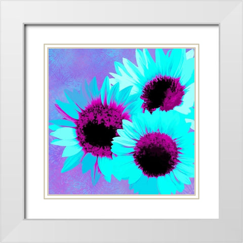 Psychedelic Sunflowers White Modern Wood Framed Art Print with Double Matting by Lavoie, Tina