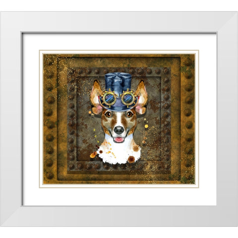 Steampunk Jack Russell Terrier White Modern Wood Framed Art Print with Double Matting by Mitchell, Tina