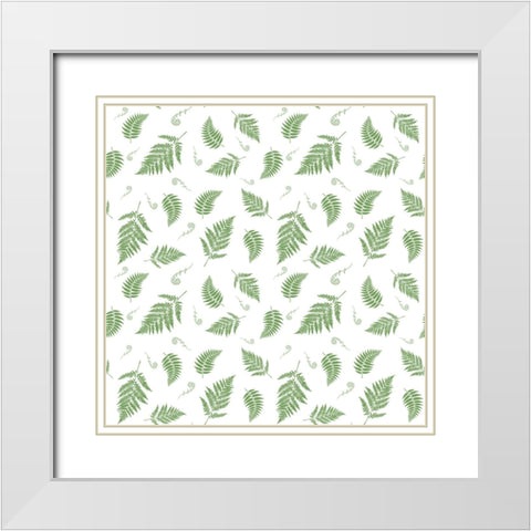 Falling Fern Fiddleheads Green White Modern Wood Framed Art Print with Double Matting by Mitchell, Tina